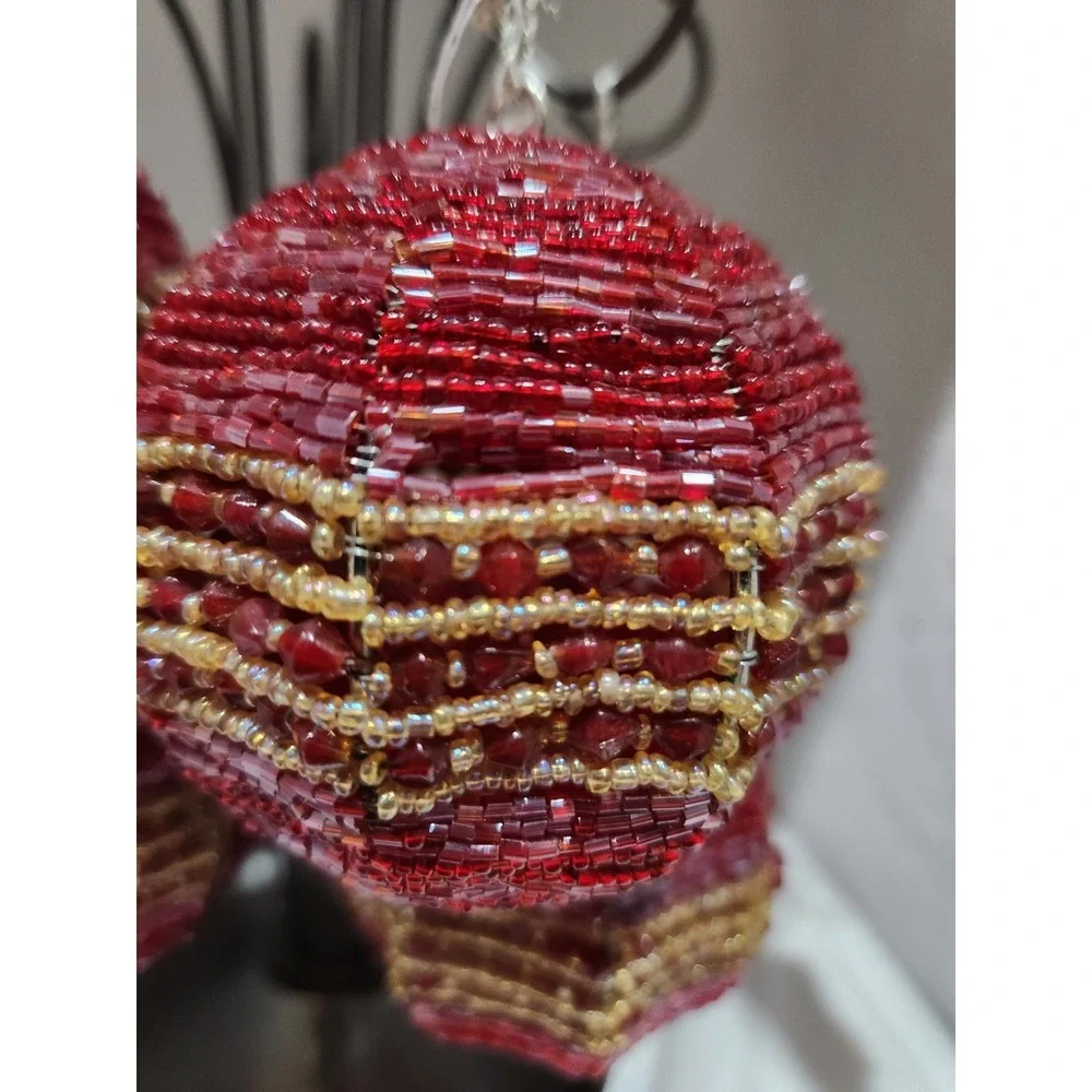 Beaded Christmas Holiday‎ Ornaments  Set Of Four 3